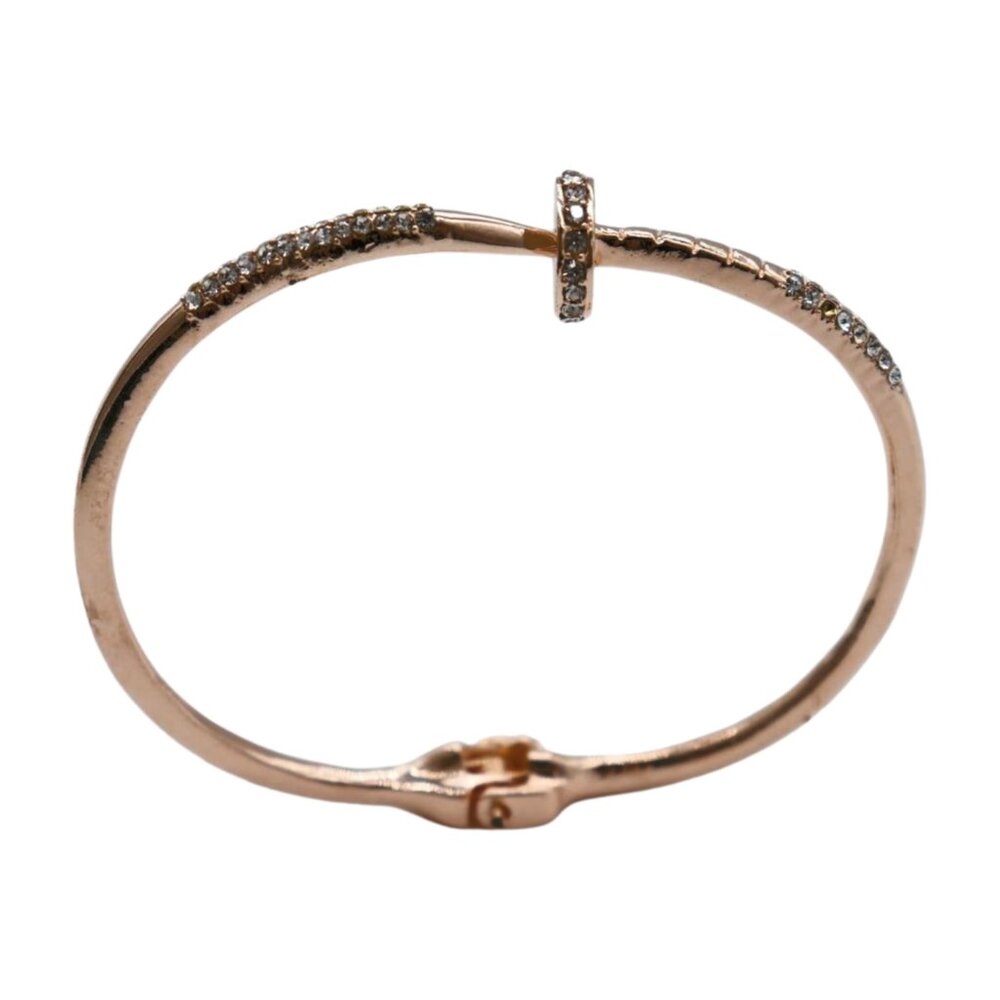 New Women Rose Gold Metal Fashion Jewelry Nail Cuff Bracelet Bling Wrap Around